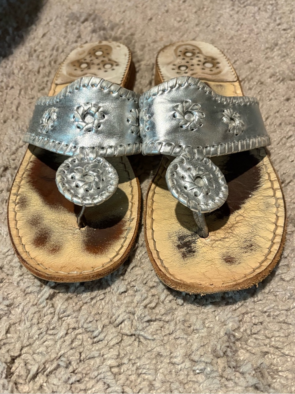 Jack Rogers Silver Thong Sandals